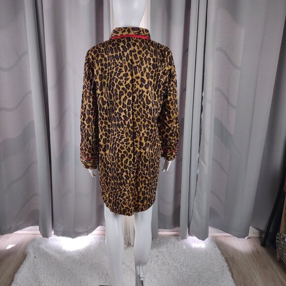 Lauren Ralph Lauren 100% Cotton Embroidered Leopard Print Pajama Sleepwear Sz L - Picture 4 of 13